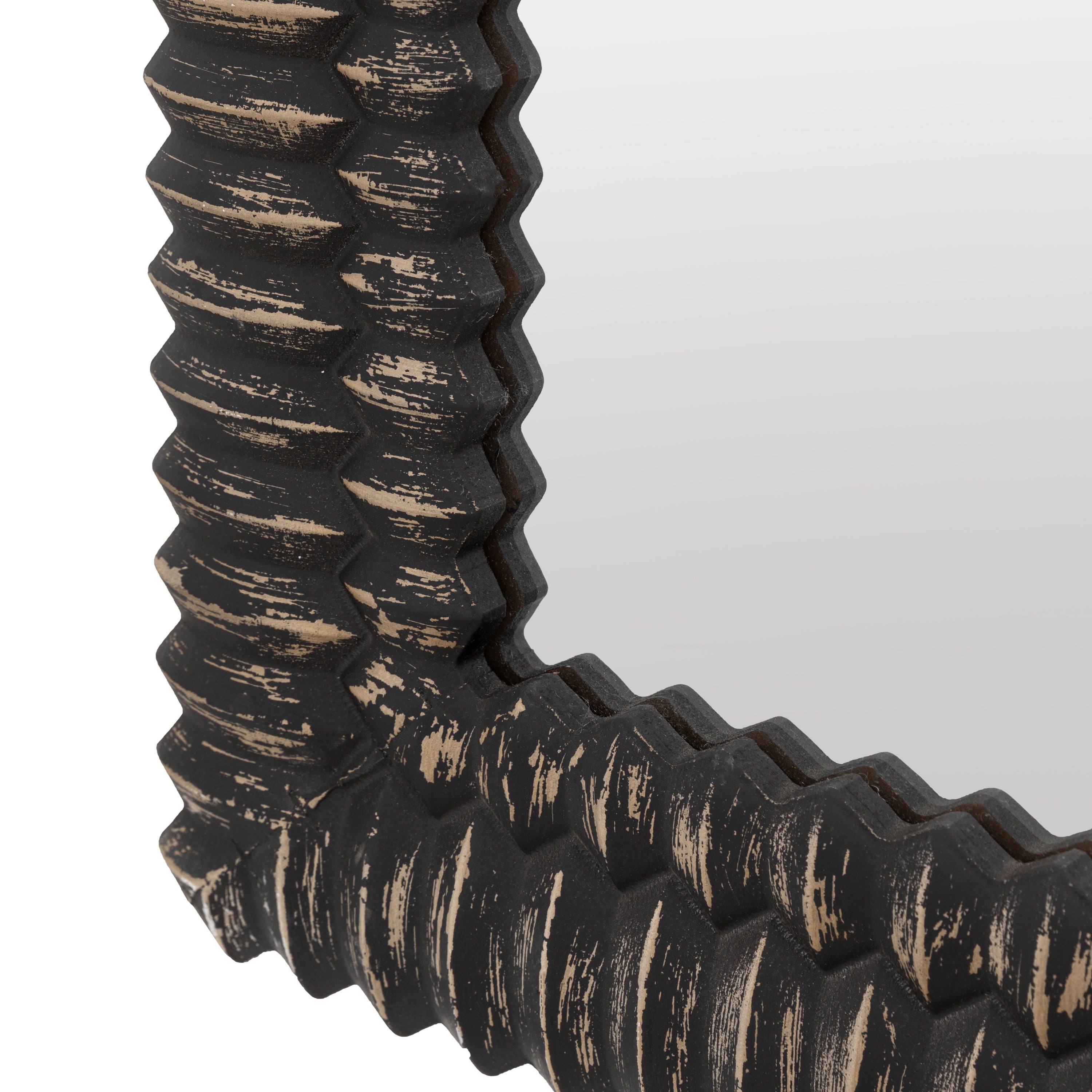 Chambery Arch Black Wash Overmantle Wall Mirror